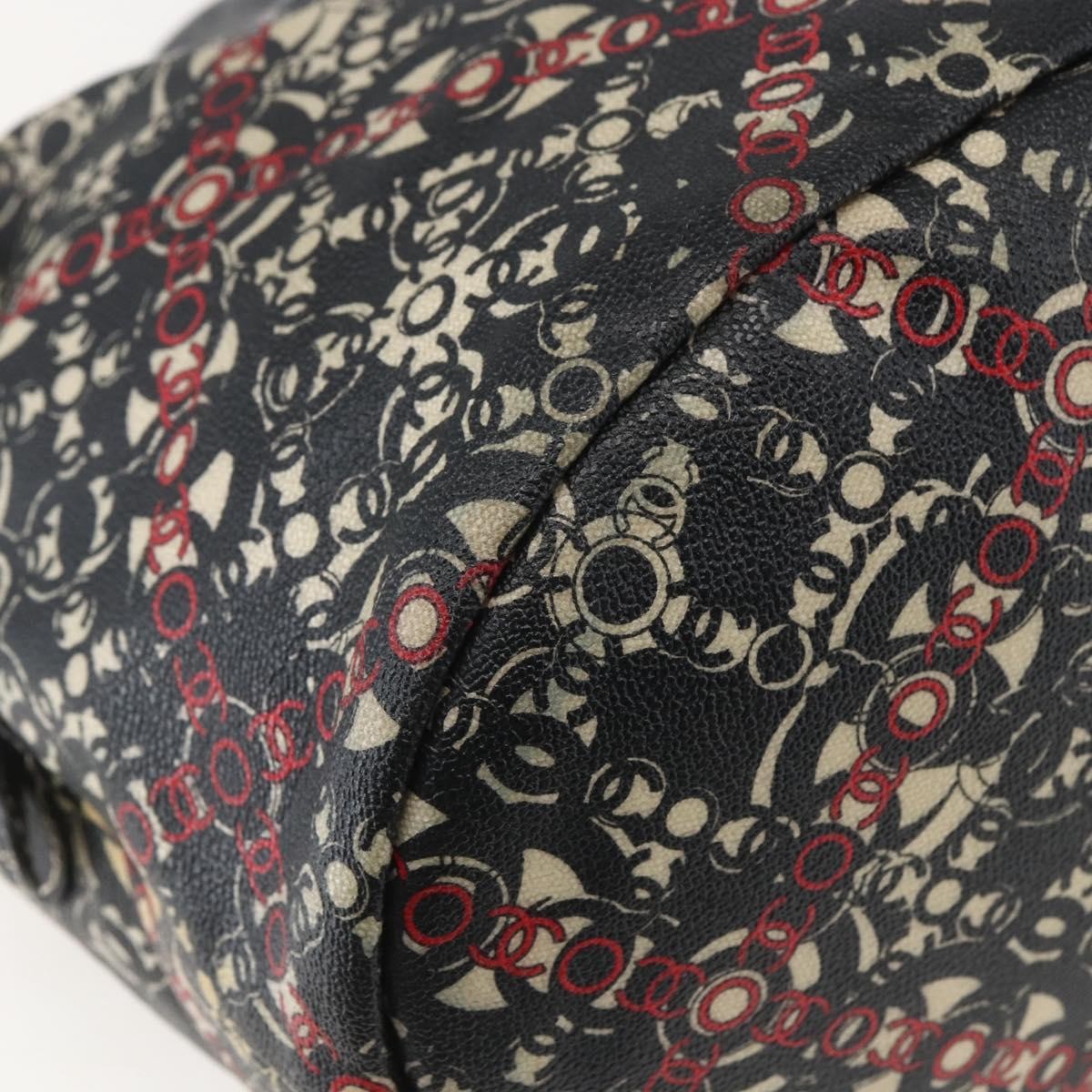 Chanel Optic Coco Bowler Bag Printed Coated Canvas with Caviar, BLACK, PVC, Travel bag