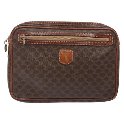 Celine Macadam Pochette Canvas and Leather, BROWN, CANVAS, Clutche & pouche