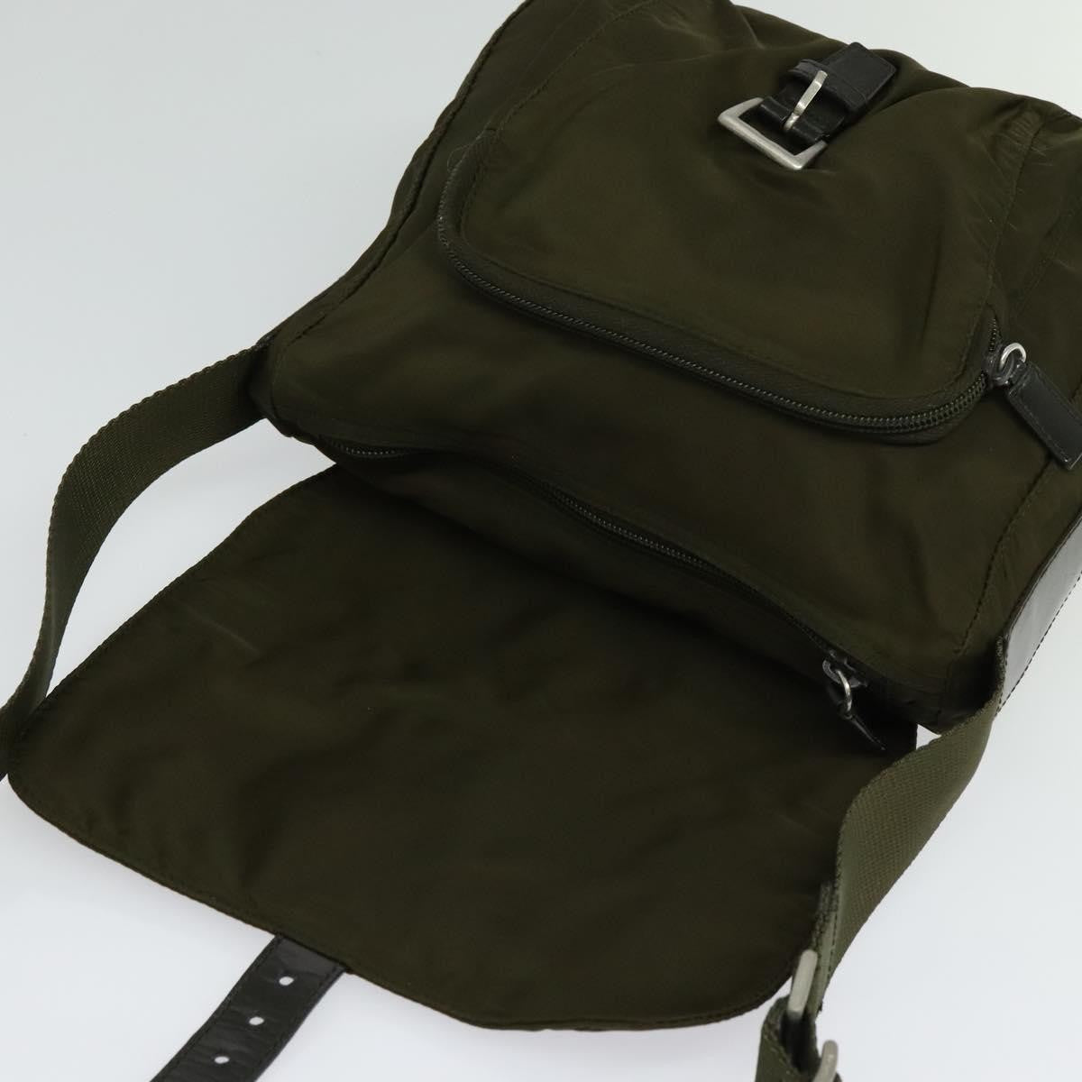 Prada Buckle Messenger Bag Tessuto, KHAKI, NYLON, Shoulder bag