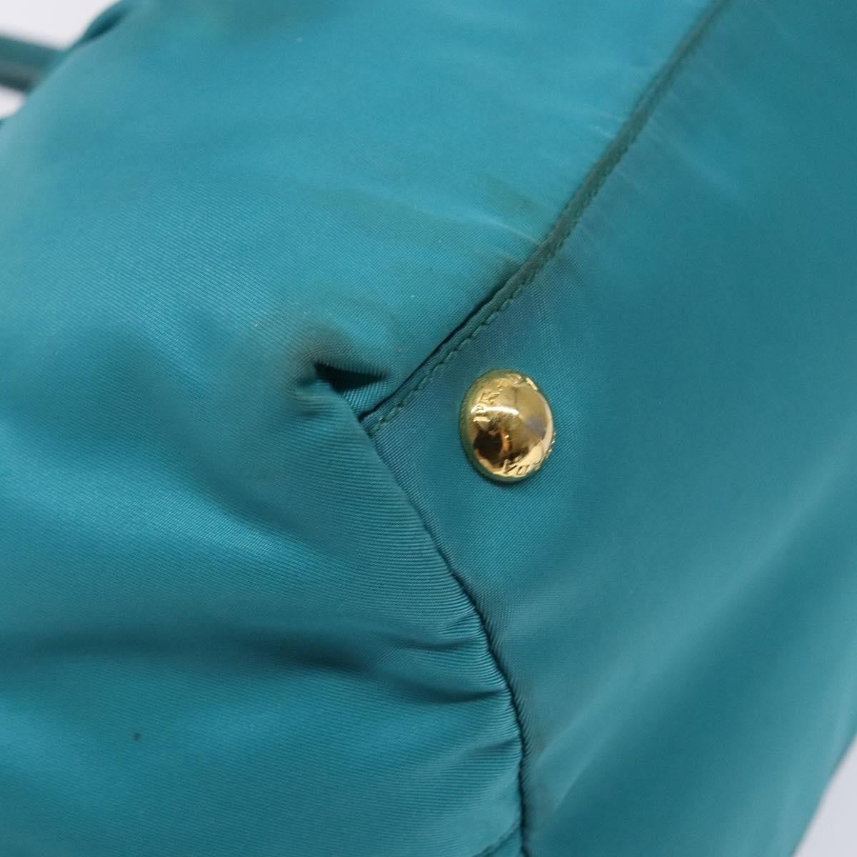 Prada Logo Bow Tote Tessuto with Leather, TURQUOISE, NYLON, Tote bag