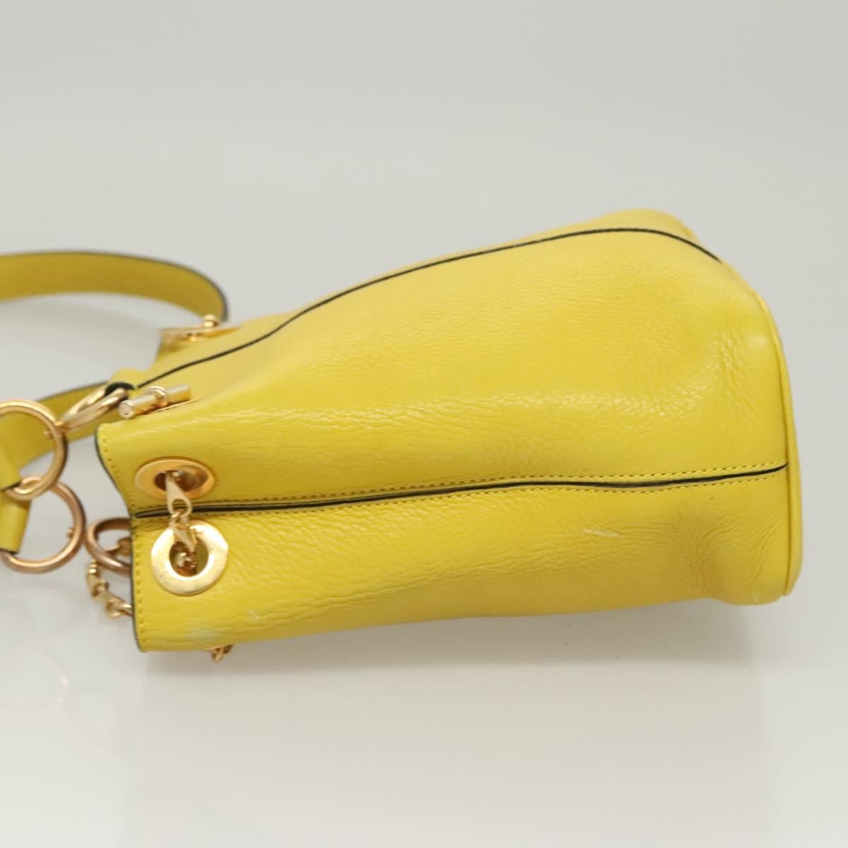 Celine Shoulder Bag Leather, YELLOW, LEATHER, Shoulder bag
