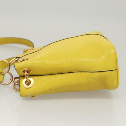 Celine Shoulder Bag Leather, YELLOW, LEATHER, Shoulder bag