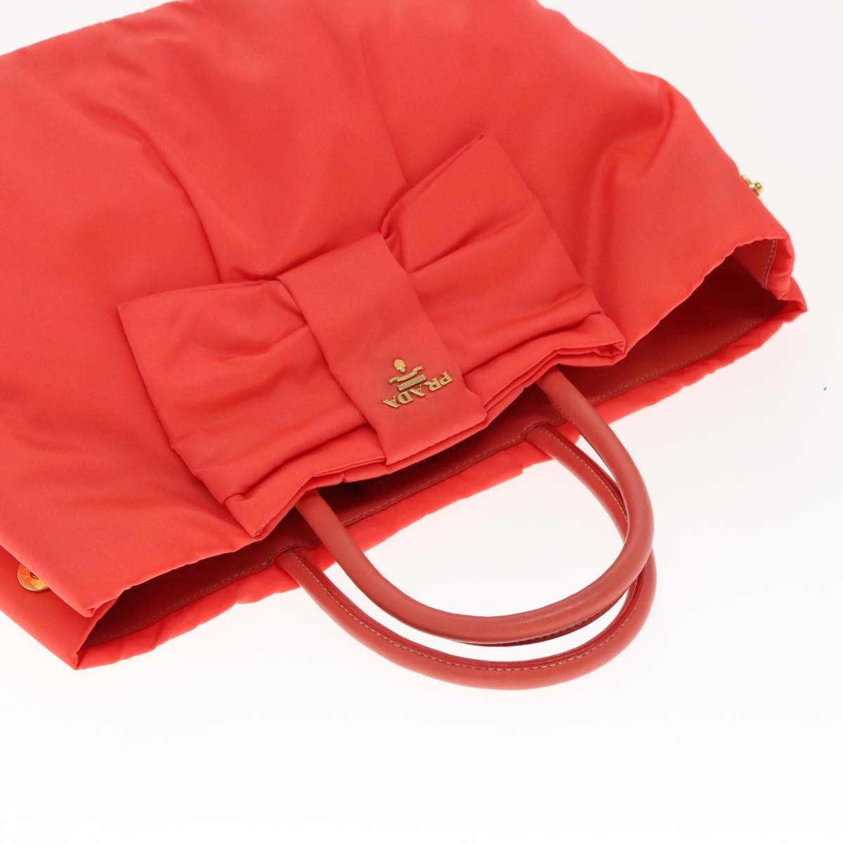 Prada Bow Tote Tessuto, ORANGE, NYLON, Handbag