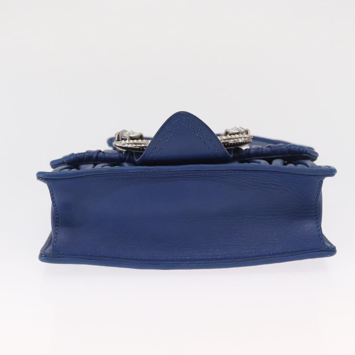 Miu Miu Madras Crystal Buckle Shoulder Bag Leather, Blue, Leather, Shoulder Bag