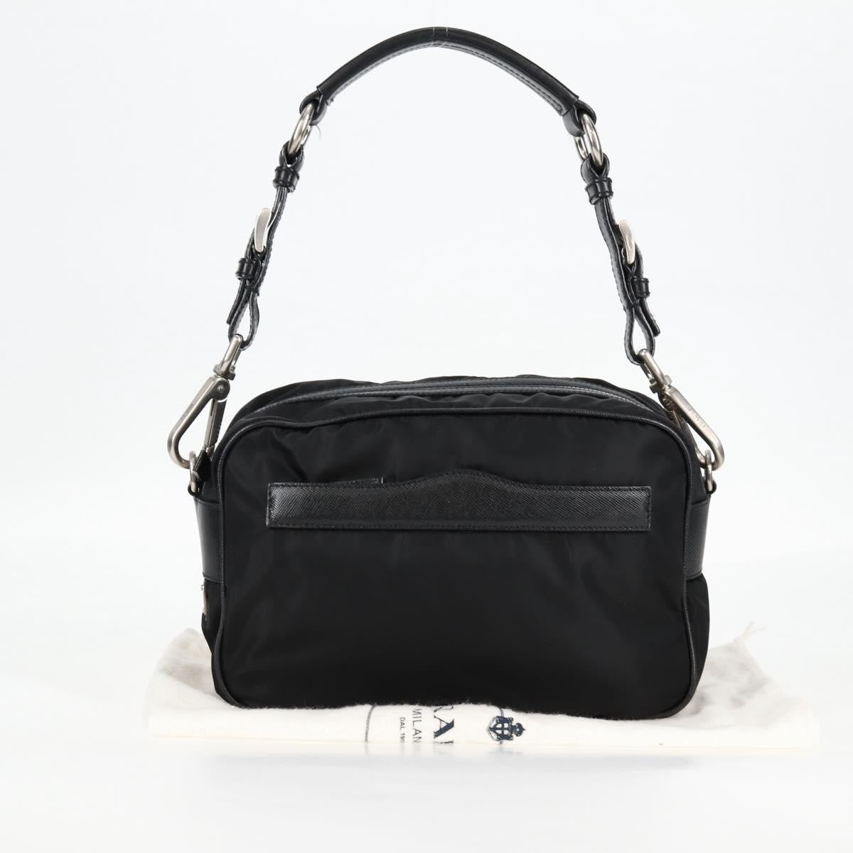 Prada Vintage Front Pocket Shoulder Bag Nylon, BLACK, NYLON, Shoulder bag