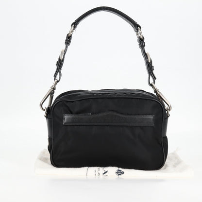 Prada Vintage Front Pocket Shoulder Bag Nylon, BLACK, NYLON, Shoulder bag