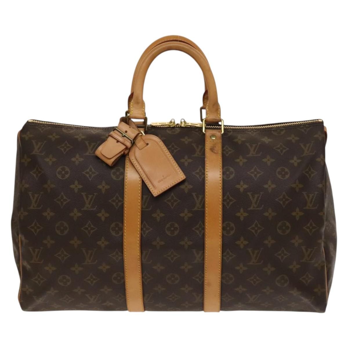 Louis Vuitton Keepall Bag Monogram Canvas, BROWN, CANVAS, Travel bag