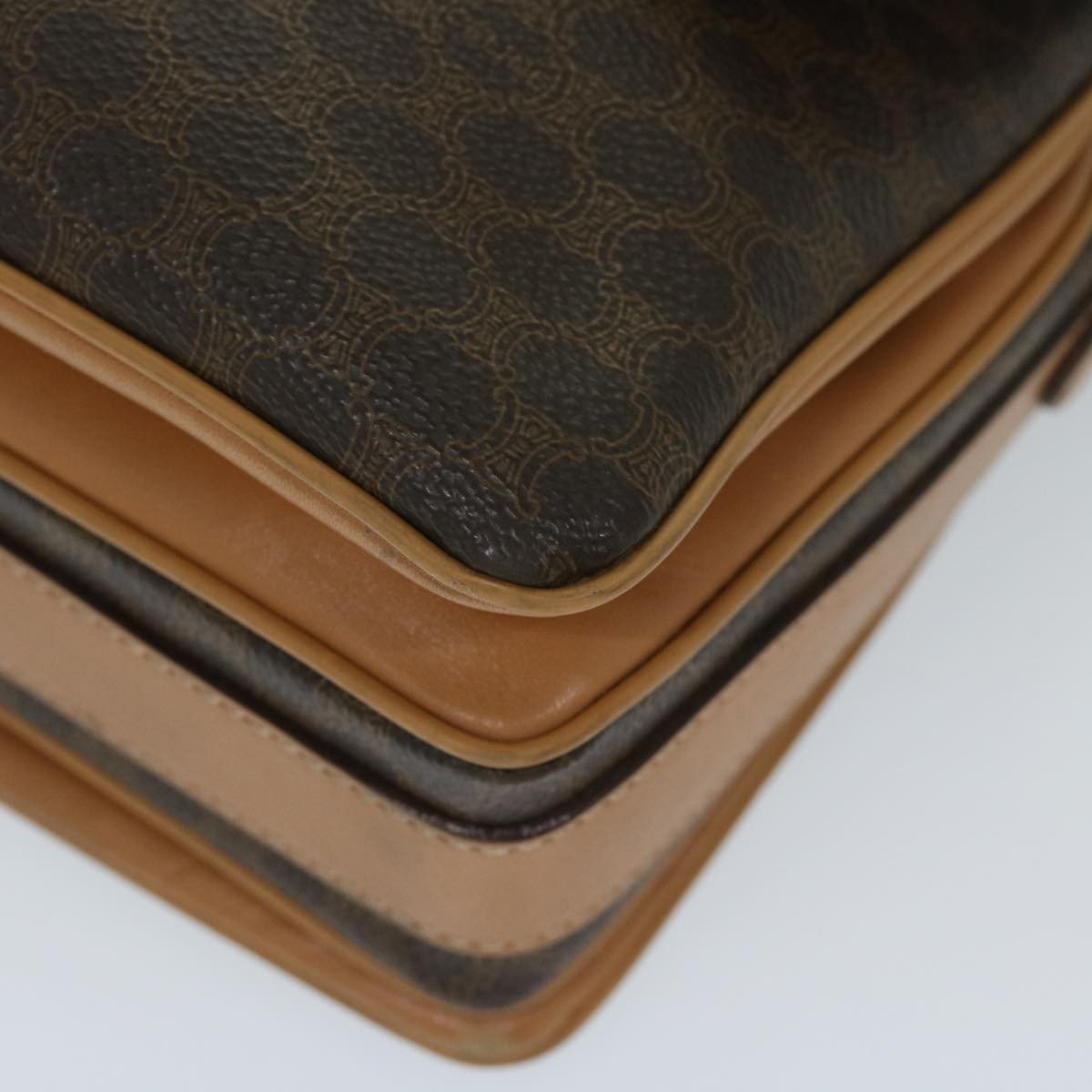 Celine Macadam Shoulder Bag PVC Leather, BROWN, CANVAS, Shoulder bag