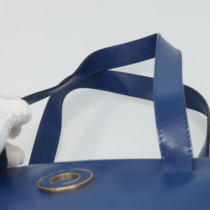 Celine Circle Logo Handbag Leather, BLUE, LEATHER, Handbag