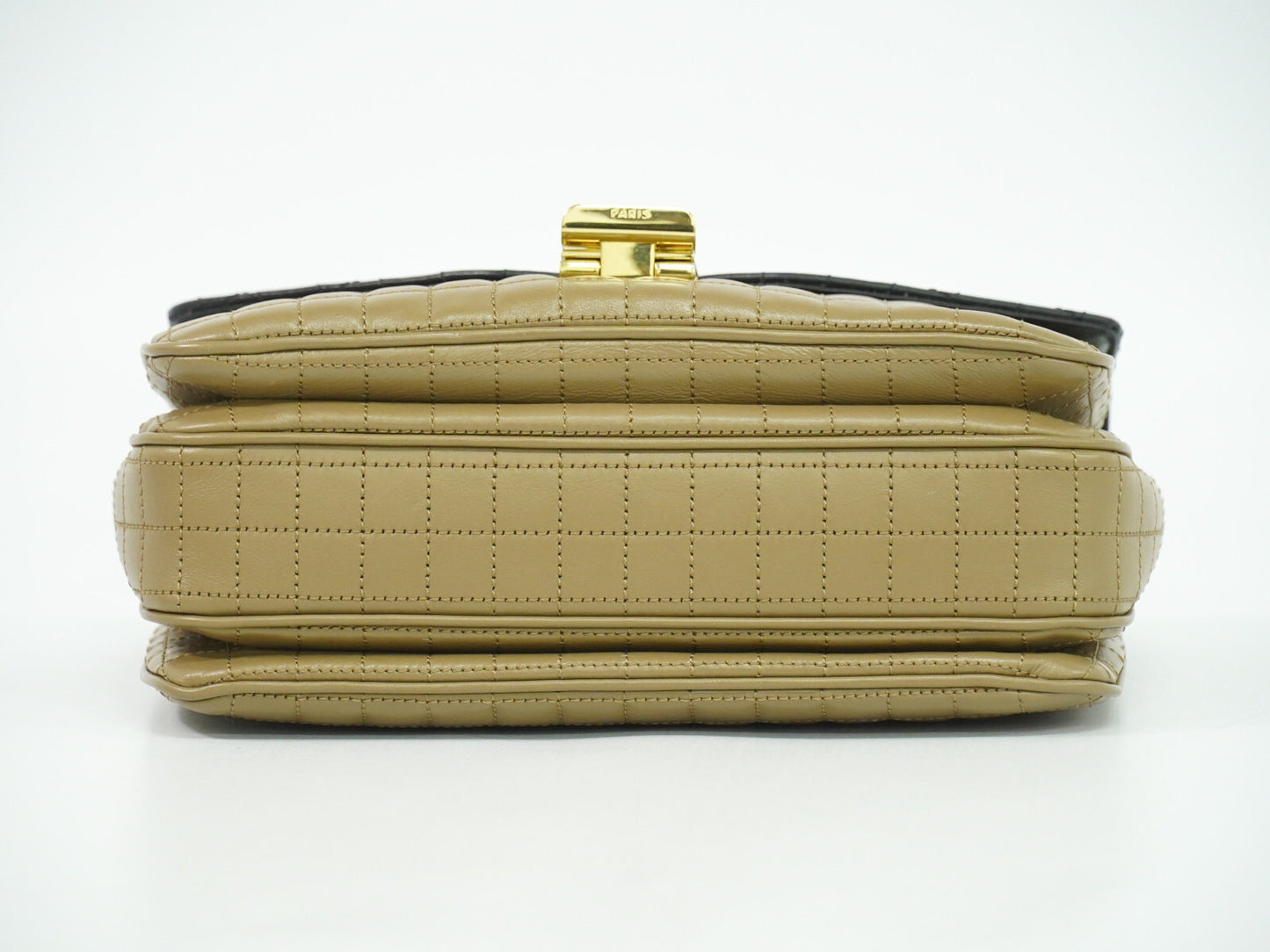 Celine C Bag Quilted Leather Small, BROWN, LEATHER, Handbag