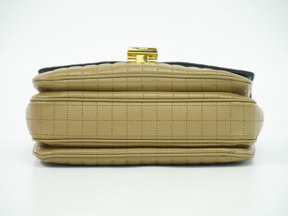 Celine C Bag Quilted Leather Small, BROWN, LEATHER, Handbag