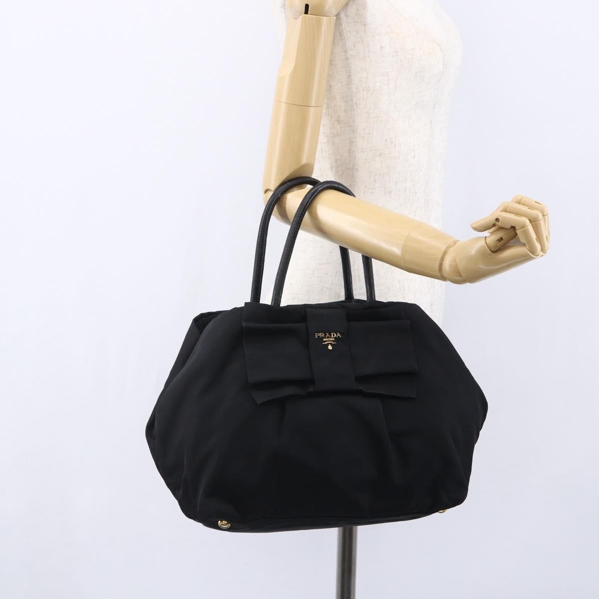 Prada Bow Tote Tessuto, BLACK, NYLON, Handbag