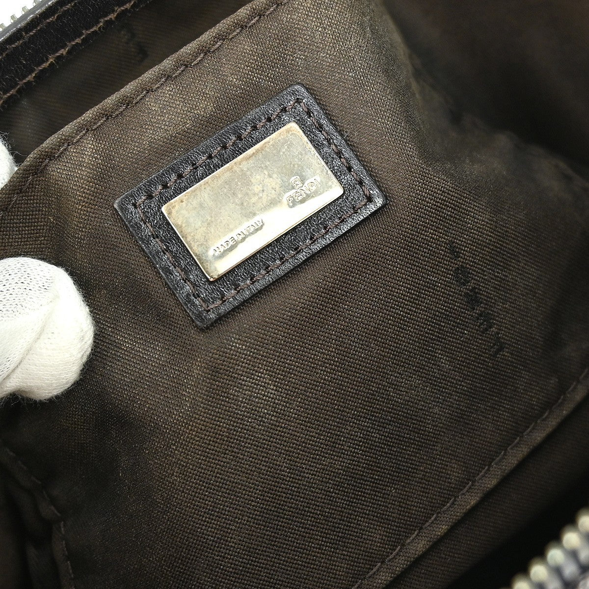 Fendi Belted Pochette Zucca Canvas, BLUE, CANVAS, Clutche & pouche