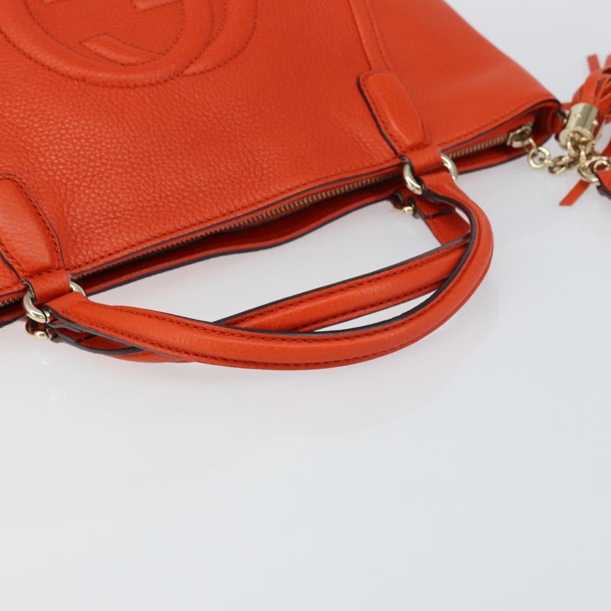 Gucci Soho Convertible Top Handle Bag Leather, ORANGE, LEATHER, Handbag