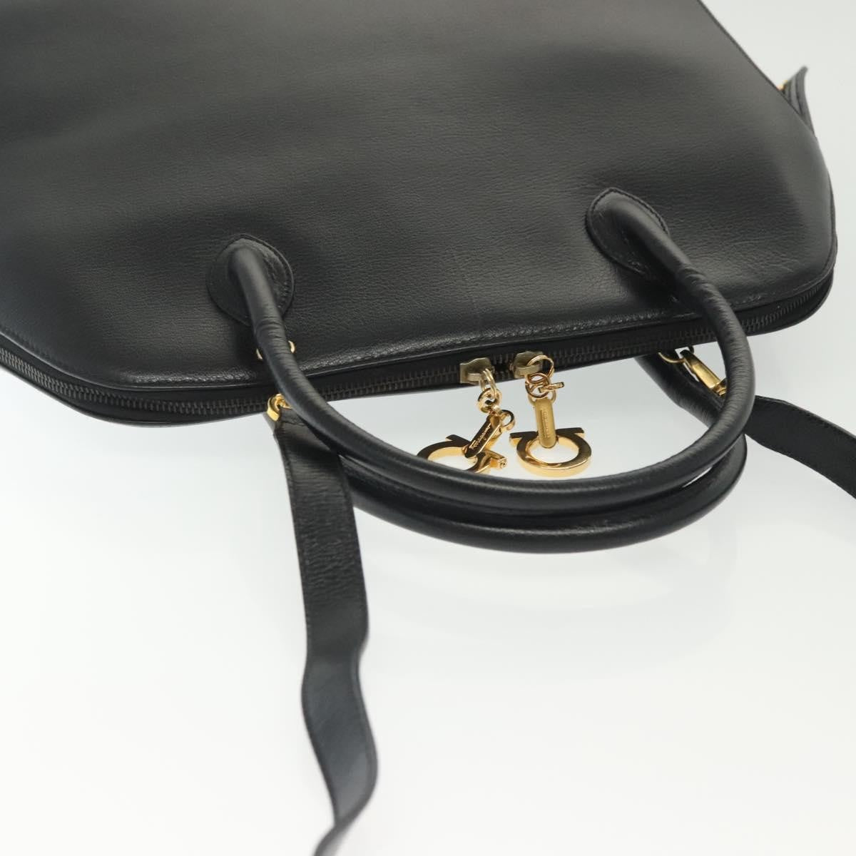 Salvatore Ferragamo Convertible Dome Gancini Leather, BLACK, LEATHER, Handbag