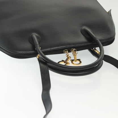 Salvatore Ferragamo Convertible Dome Gancini Leather, BLACK, LEATHER, Handbag