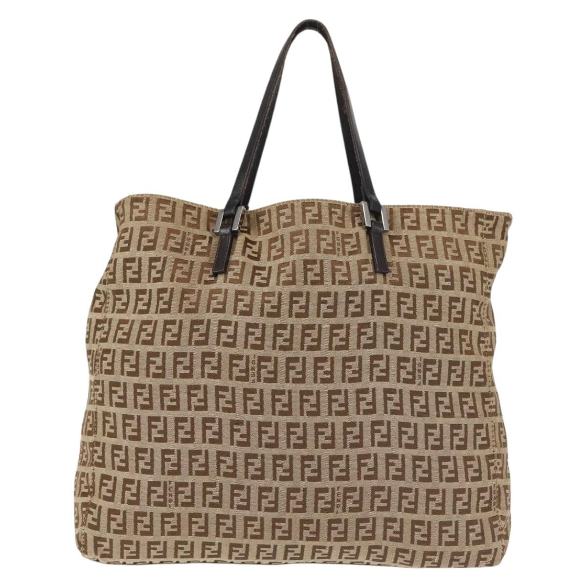 Fendi Vintage Tote Zucca Canvas, BEIGE, CANVAS, Tote bag