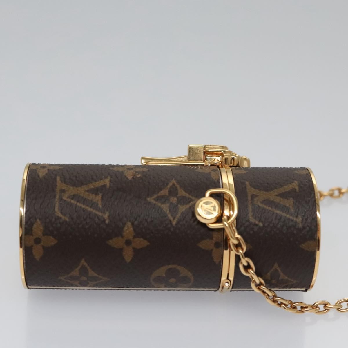Louis Vuitton Lipstick Case on Chain Monogram Canvas, BROWN, CANVAS, Clutche & pouche