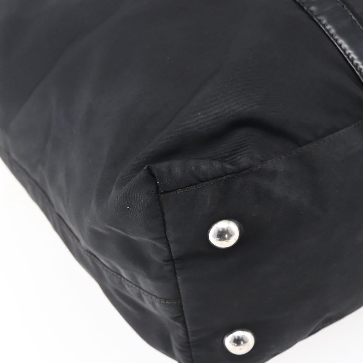 Prada Vintage Tote Tessuto with Leather, BLACK, NYLON, Tote bag