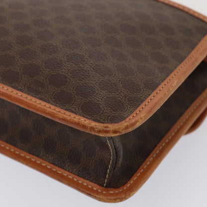 Celine Vintage Macadam Circle Logo Shoulder Bag Canvas and Leather, BROWN, CANVAS, Shoulder bag