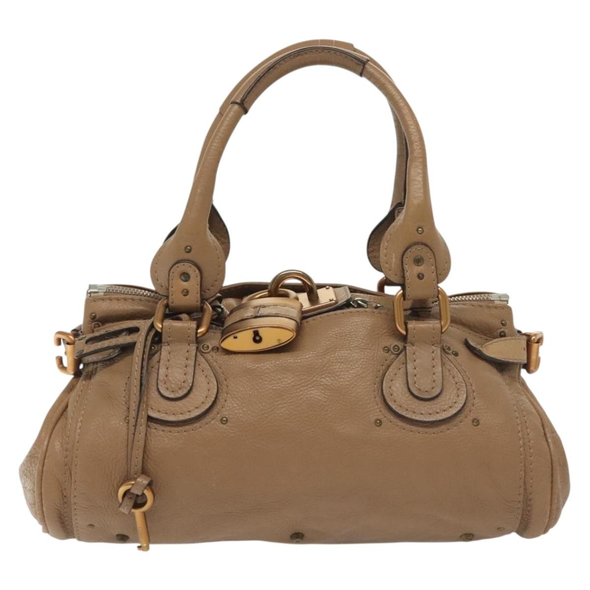 Chloe Paddington Lock Handbag Leather, BROWN, LEATHER, Handbag