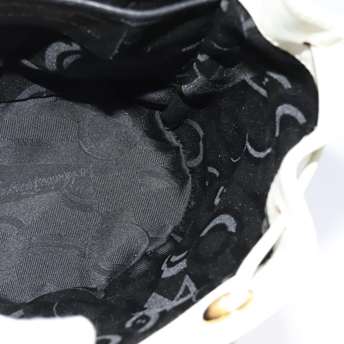 Salvatore Ferragamo Gancini Flap Drawstring Backpack Leather, WHITE, LEATHER, Backpack