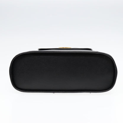 Celine Circle Logo Handbag Leather, BLACK, LEATHER, Handbag