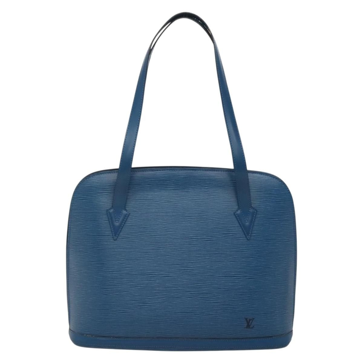 Louis Vuitton Lussac Handbag Epi Leather, BLUE, LEATHER, Shoulder bag