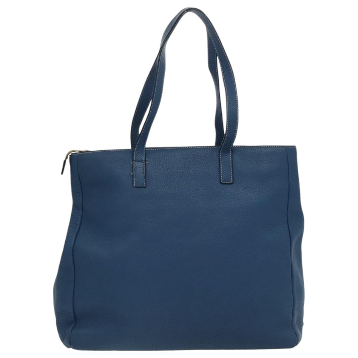 Prada Front Pocket Tote Vitello Daino, BLUE, LEATHER, Tote bag