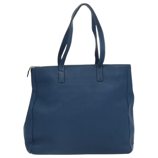 Prada Front Pocket Tote Vitello Daino, BLUE, LEATHER, Tote bag