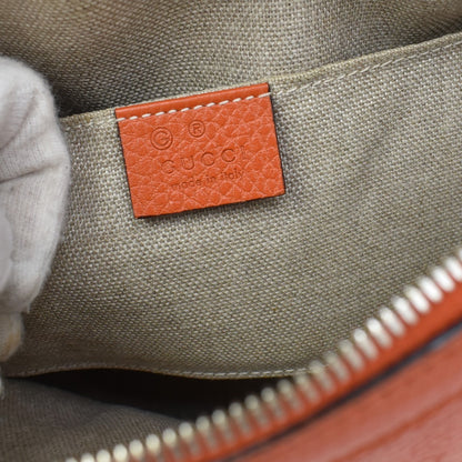 Gucci GG Charm Convertible Dome Satchel Leather, ORANGE, LEATHER, Handbag