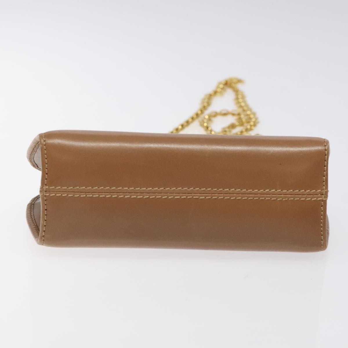 Salvatore Ferragamo Vintage Gancini Chain Shoulder Bag Leather, BROWN, LEATHER, Shoulder bag