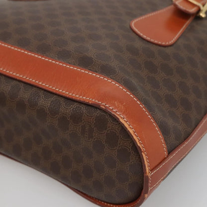 Celine Vintage Macadam Shoulder Bag Canvas and Leather, BROWN, CANVAS, Shoulder bag