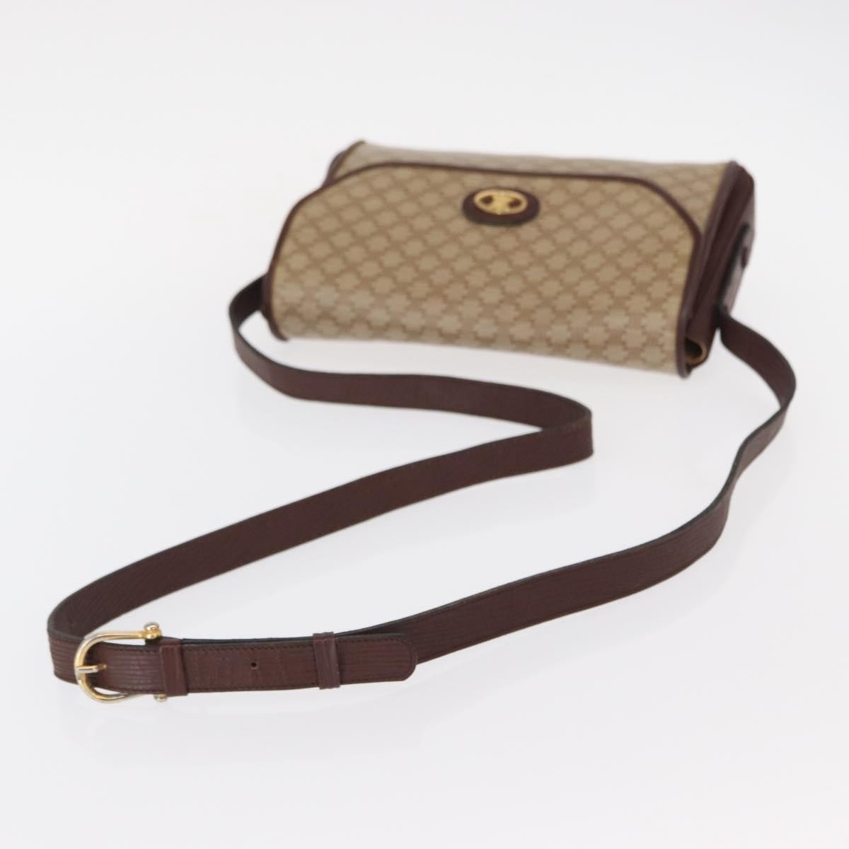 Celine Vintage Macadam Shoulder Bag Canvas and Leather, BEIGE, CANVAS, Shoulder bag