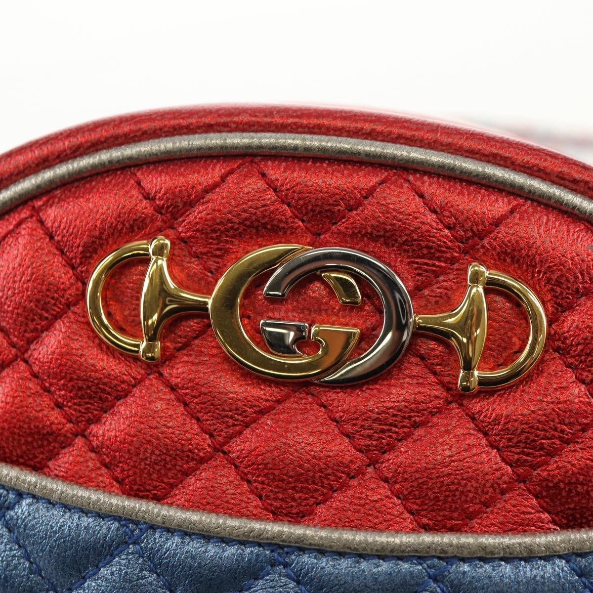 Gucci Trapuntata Camera Shoulder Bag Lambskin, BLUE, LEATHER, Shoulder bag