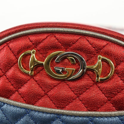 Gucci Trapuntata Camera Shoulder Bag Lambskin, BLUE, LEATHER, Shoulder bag