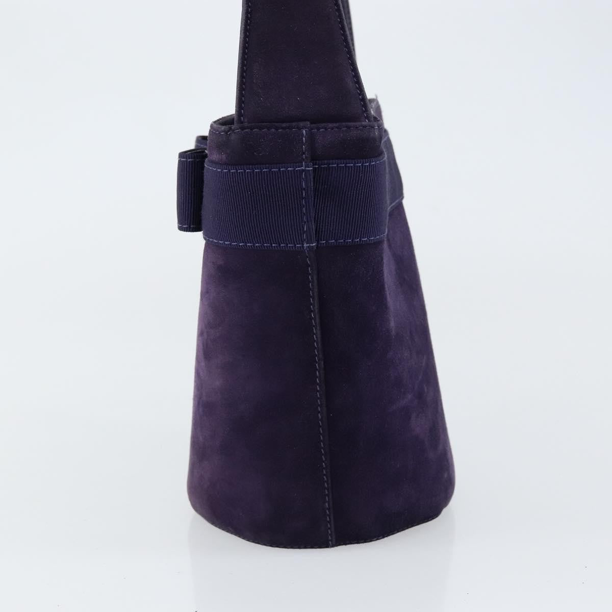 Salvatore Ferragamo Vara Bow Top Handle Bucket Bag Suede, PURPLE, SUEDE, Handbag