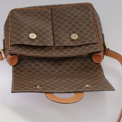 Celine Macadam Shoulder Bag PVC Leather, BROWN, CANVAS, Shoulder bag