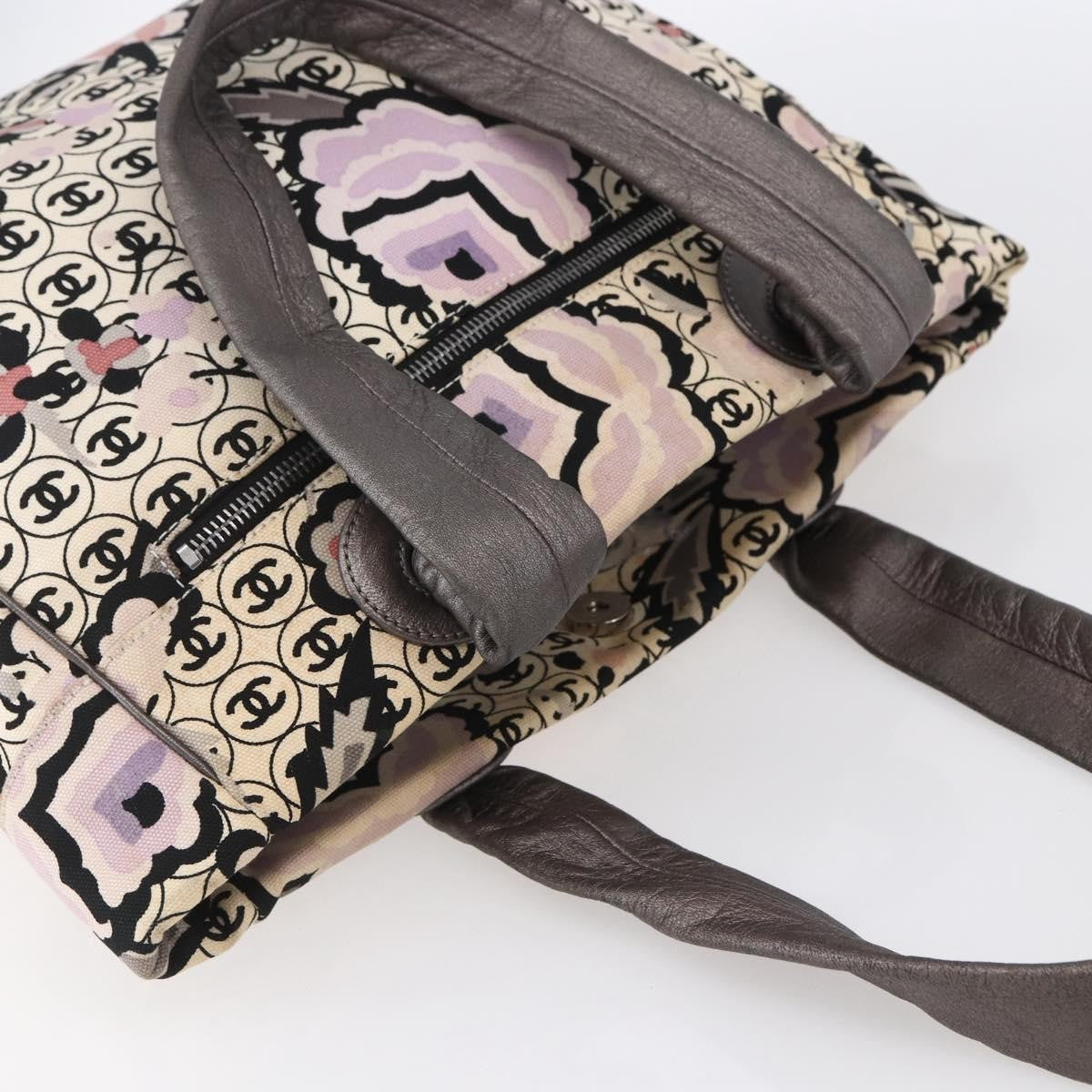 Chanel Vintage Floral Tote Canvas, BEIGE, CANVAS, Tote bag