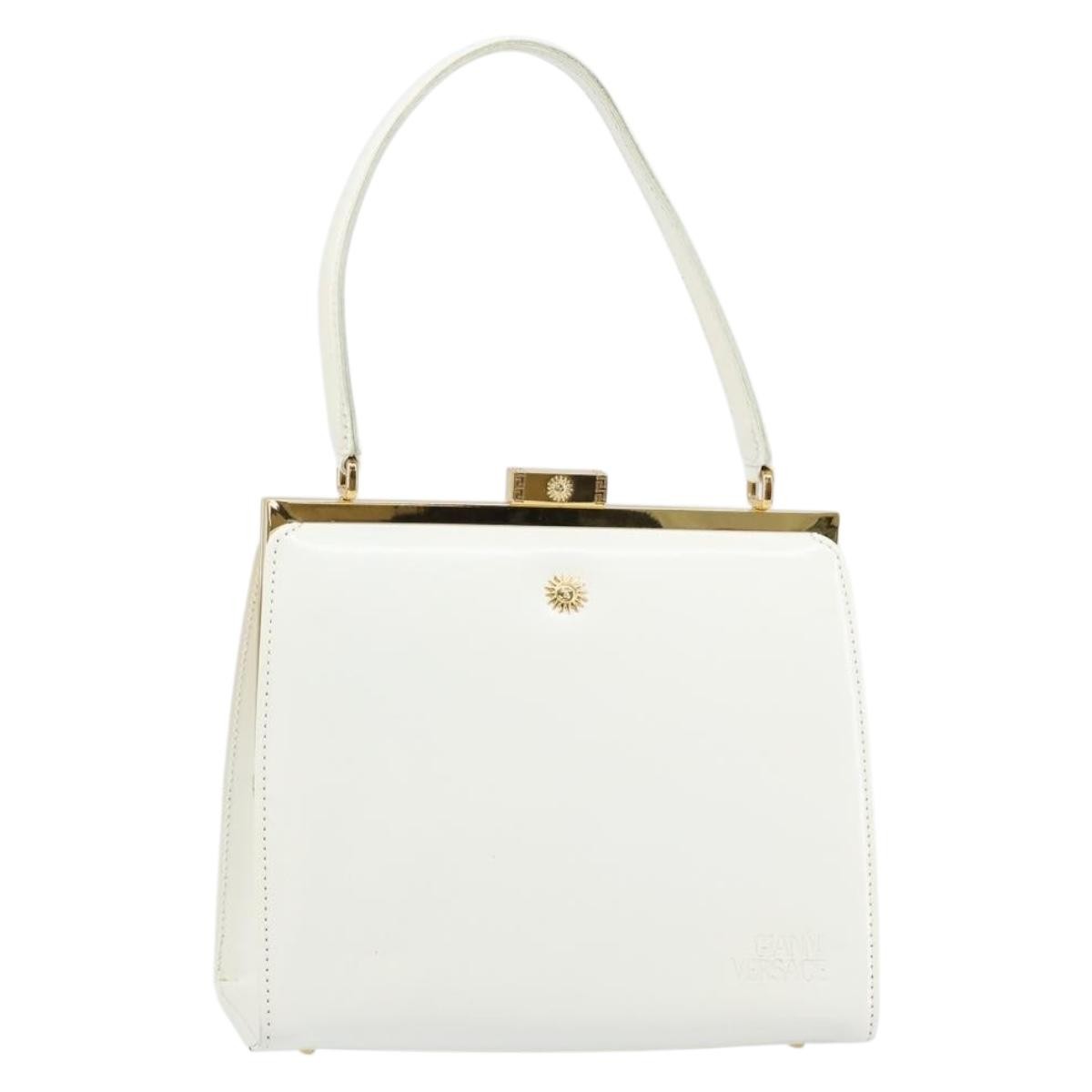 Versace Vintage Handbag Leather, WHITE, LEATHER, Handbag