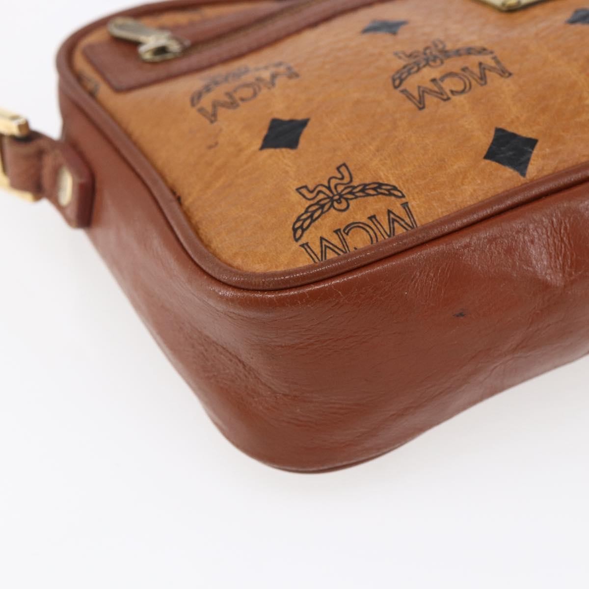 MCM Visetos Shoulder bag Canvas and Leather, BROWN, CANVAS, Shoulder bag