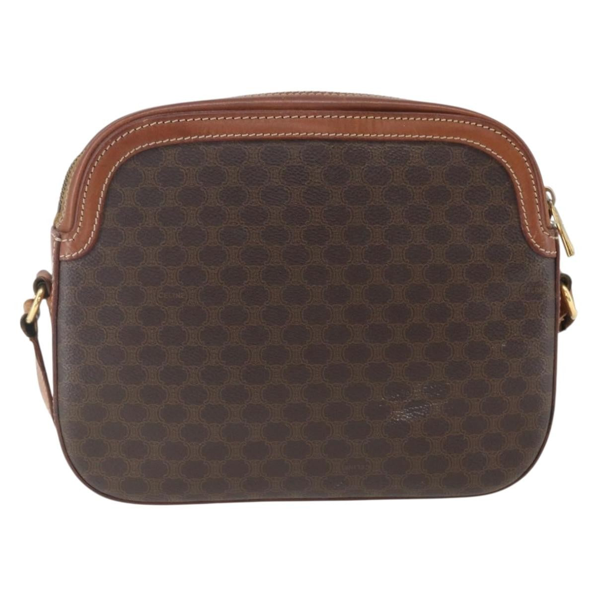 Celine Vintage Macadam Shoulder Bag Canvas and Leather, BROWN, CANVAS, Shoulder bag