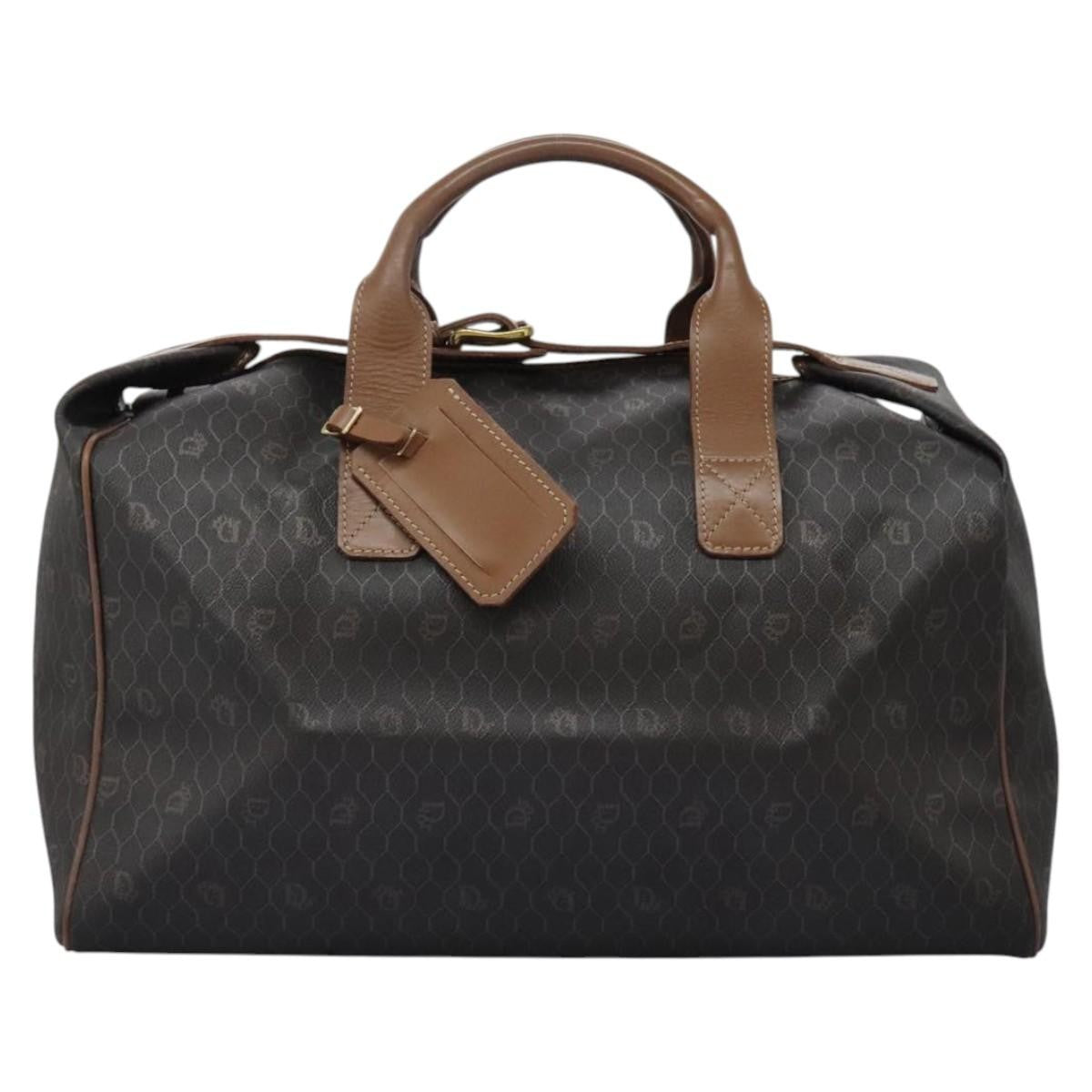 Christian Dior Vintage Honeycomb Boston bag Canvas and Leather, BLACK, CANVAS, Travel bag