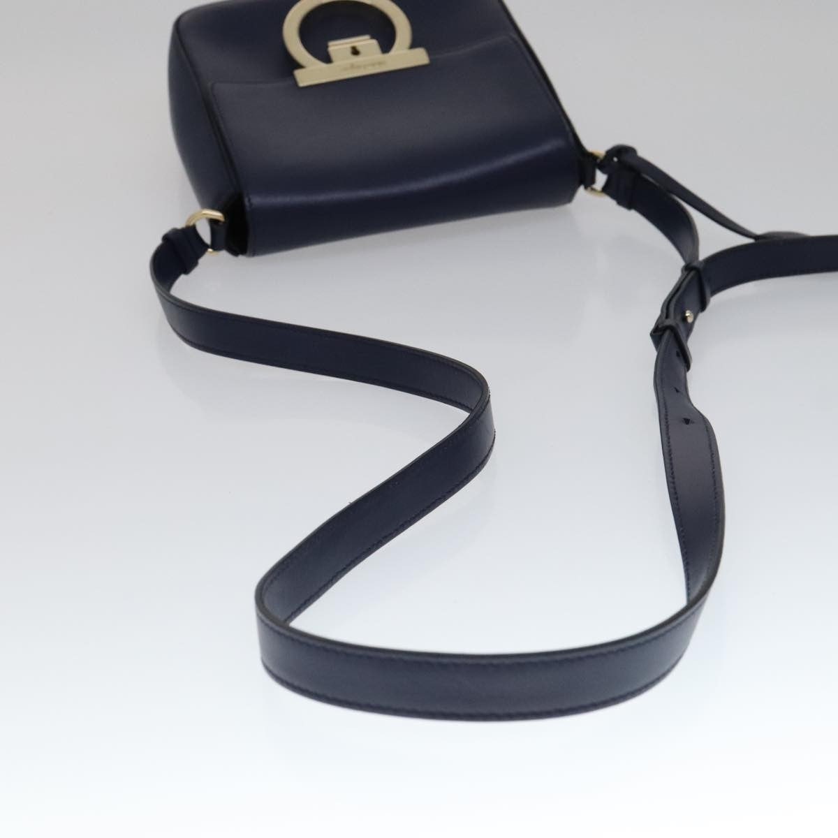 Salvatore Ferragamo Tassel Gancini Lock Flap Shoulder Bag Leather, NAVY, LEATHER, Shoulder bag