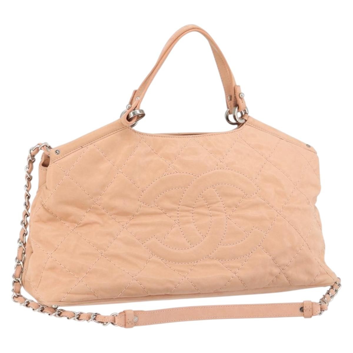 Chanel CC Sea Hit Tote Quilted Iridescent Calfskin, PINK, LEATHER, Shoulder bag