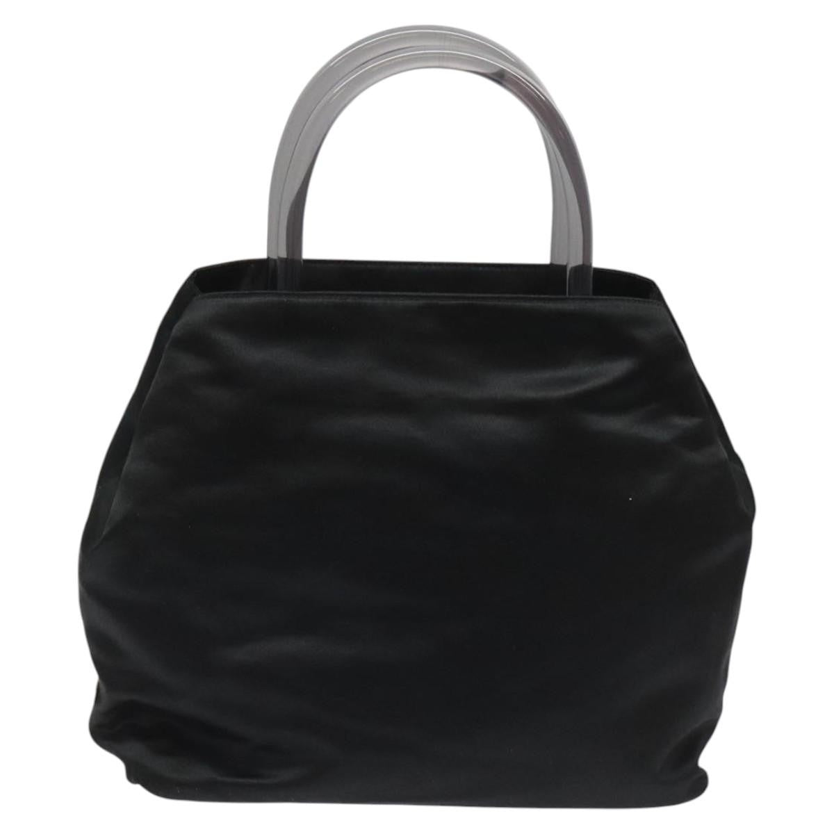 Prada Resin Handle Tote Satin, BLACK, SATIN, Tote bag