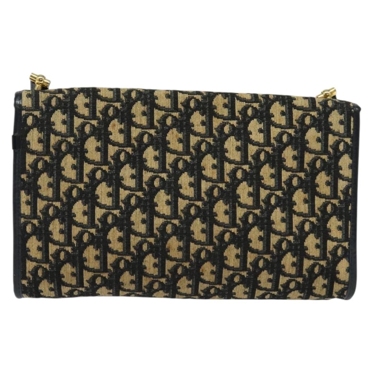 Christian Dior Vintage Trotter Flap Shoulder Bag Diorissimo Canvas, NAVY, CANVAS, Shoulder bag