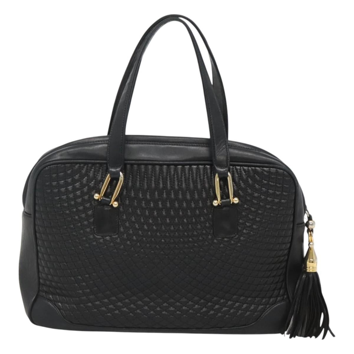 Bally Vintage Handbag Quilted Leather, Black, Leather, Handbag