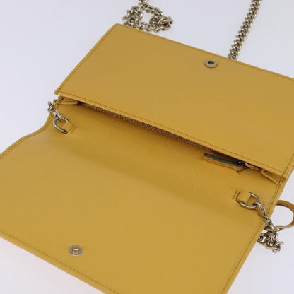 Gucci Betty Chain Wallet Leather, YELLOW, LEATHER, Clutche & pouche