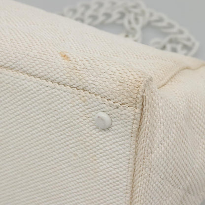 Chanel CC Resin Chain Tote Quilted Raffia, WHITE, WOOD, Tote bag